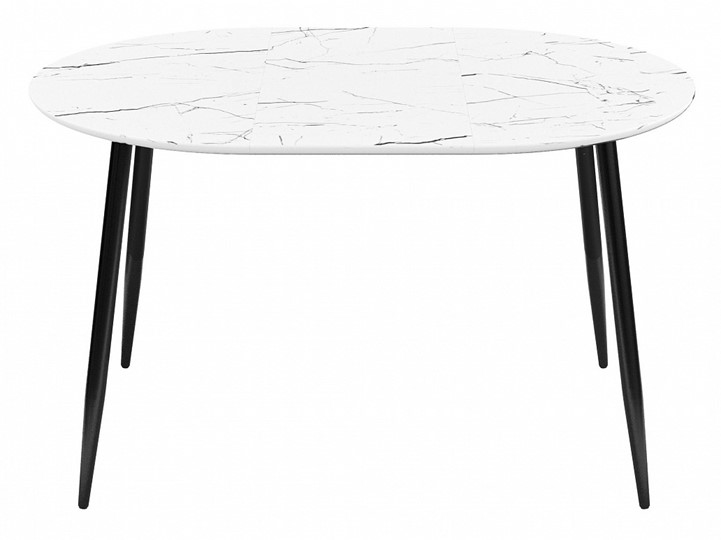 Кухонный раздвижной стол SFR100, стекло белое мрамор глянец/ножки черные в Магнитогорске - изображение 3