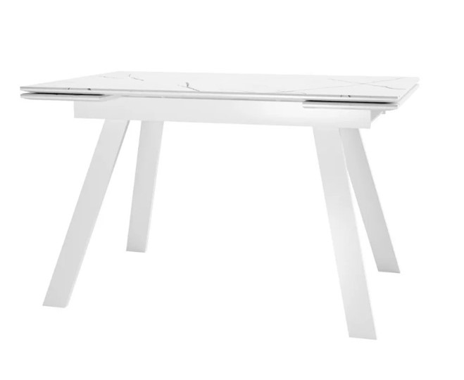 Кухонный стол раздвижной SKL 140, керамика белый мрамор/подстолье белое/ножки белые в Челябинске - изображение 1