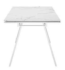 Кухонный стол раздвижной SKL 140, керамика белый мрамор/подстолье белое/ножки белые в Копейске - предосмотр 3