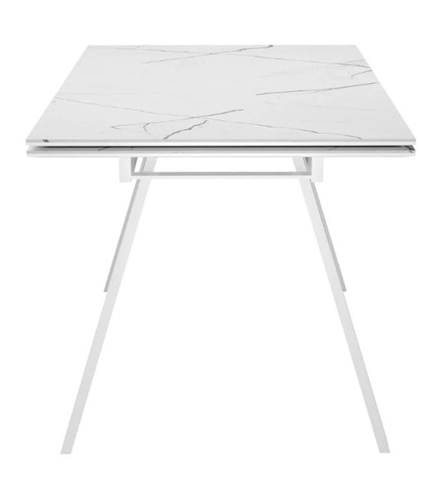 Кухонный стол раздвижной SKL 140, керамика белый мрамор/подстолье белое/ножки белые в Челябинске - изображение 3