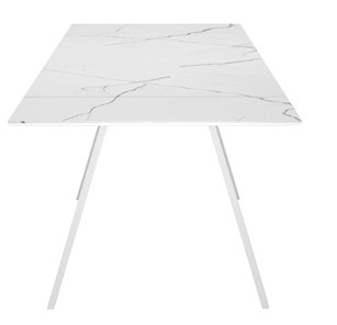 Кухонный стол раздвижной SKL 140, керамика белый мрамор/подстолье белое/ножки белые в Копейске - предосмотр 4