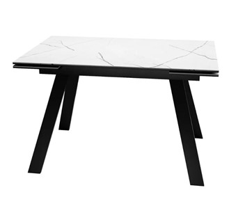 Раздвижной стол SKL 140, керамика белый мрамор/подстолье черное/ножки черные в Челябинске