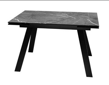 Кухонный стол раздвижной SKL 140, керамика черный мрамор/подстолье черное/ножки черные в Магнитогорске - предосмотр