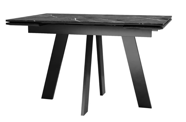 Раздвижной стол SKM 120, керамика черный мрамор/подстолье черное/ножки черные в Челябинске - изображение 1