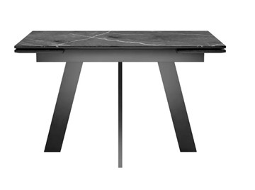 Раздвижной стол SKM 120, керамика черный мрамор/подстолье черное/ножки черные в Копейске - предосмотр 2