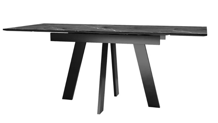 Раздвижной стол SKM 120, керамика черный мрамор/подстолье черное/ножки черные в Копейске - изображение 3