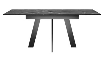 Раздвижной стол SKM 120, керамика черный мрамор/подстолье черное/ножки черные в Копейске - предосмотр 4
