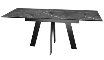 Раздвижной стол SKM 120, керамика черный мрамор/подстолье черное/ножки черные в Челябинске - предосмотр 5