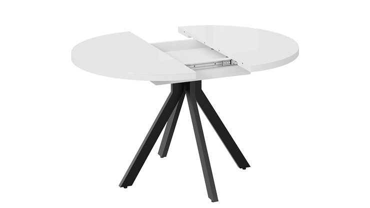 Кухонный раскладной стол Стокгольм Тип 1 (Черный муар/Стекло глянцевое белое) в Миассе - изображение 3