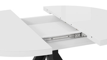 Кухонный раскладной стол Стокгольм Тип 1 (Черный муар/Стекло глянцевое белое) в Челябинске - предосмотр 4