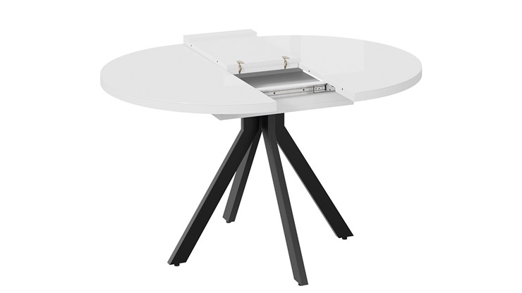 Кухонный раскладной стол Стокгольм Тип 1 (Черный муар/Стекло глянцевое белое) в Миассе - изображение 5