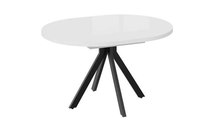 Кухонный раскладной стол Стокгольм Тип 1 (Черный муар/Стекло глянцевое белое) в Миассе - изображение 7