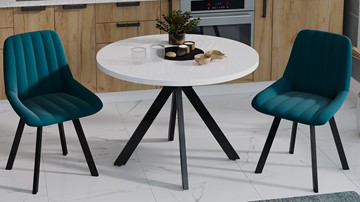 Кухонный раскладной стол Стокгольм Тип 1 (Черный муар/Стекло глянцевое белое) в Миассе - предосмотр 8
