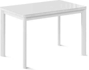 Обеденный раздвижной стол Токио-1G (ноги металлические белые, cтекло cristal/белый цемент) в Магнитогорске