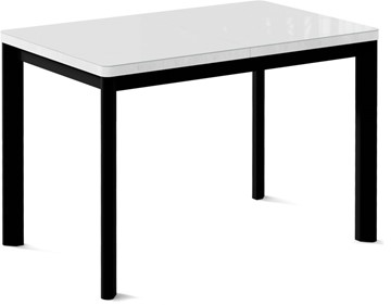 Кухонный стол раскладной Токио-1G (ноги металлические черные, cтекло cristal/белый цемент) в Челябинске