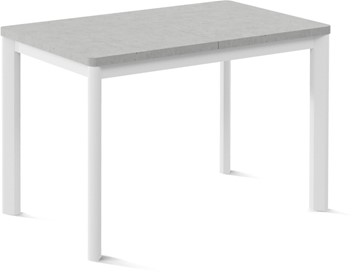 Кухонный стол раздвижной Токио-1L (ноги металлические белые, светлый цемент) в Миассе
