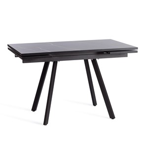Кухонный стол раздвижной VIGO ЛДСП/HPL/металл,120x80x30х30х75 см, Мрамор чёрный/чёрный арт.19730 в Миассе