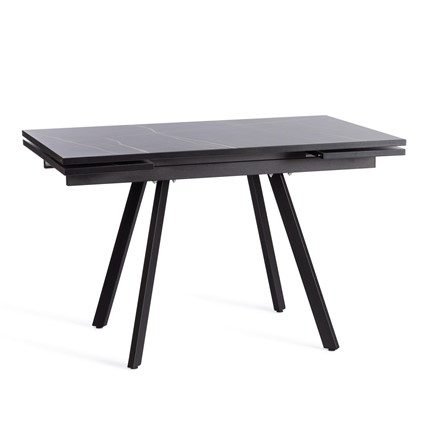 Кухонный стол раздвижной VIGO ЛДСП/HPL/металл,120x80x30х30х75 см, Мрамор чёрный/чёрный арт.19730 в Миассе - изображение