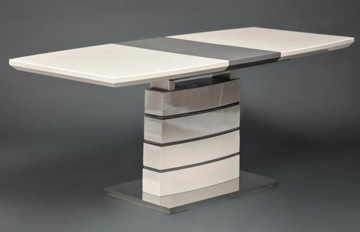 Кухонный стол раздвижной WOLF ( mod. 8053-2 ) мдф high gloss/закаленное стекло, 120/160x80x76, слоновая кость/латте в Челябинске - изображение 10