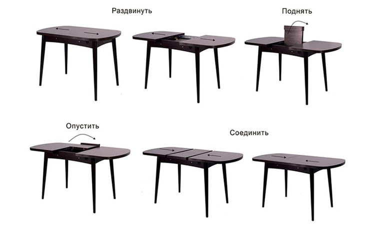 Обеденный раздвижной стол Ялта с цилиндрическими опорами Венге/Ясень Анкор темный в Челябинске - изображение 1