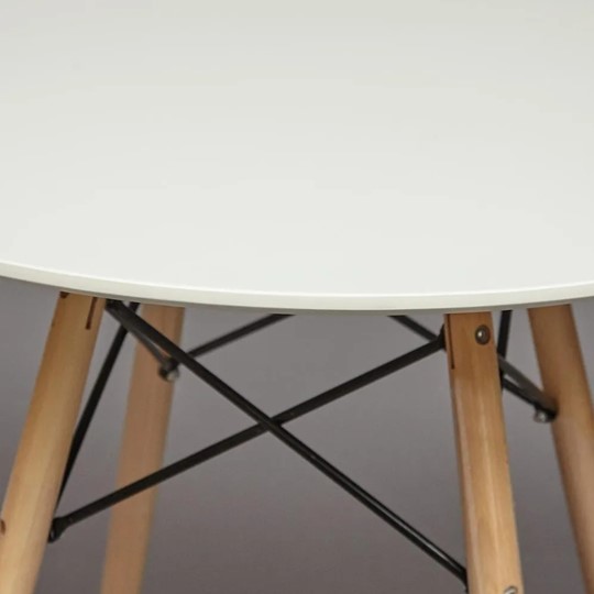 Стол обеденный CINDY NEXT, металл/мдф/бук, D80х75см, белый/натуральный арт.13067 в Челябинске - изображение 2