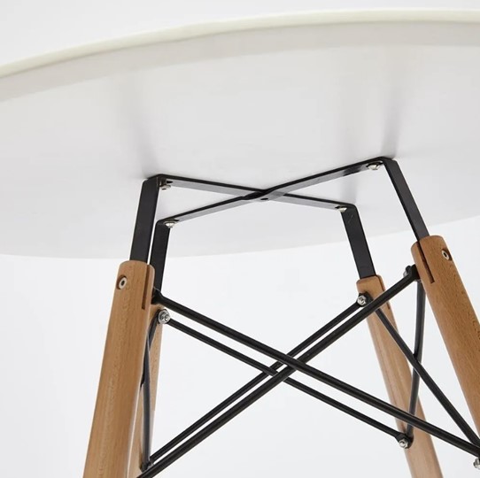 Стол кухонный CINDY NEXT, металл/мдф/бук, D70х75см, белый/натуральный арт.15854 в Челябинске - изображение 3