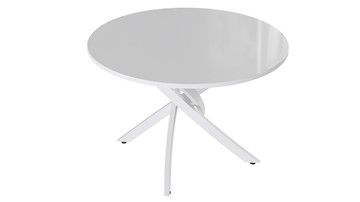 Круглый стол на кухню Diamond тип 2 (Белый муар/Белый глянец) в Златоусте