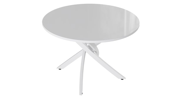 Стол кухонный Diamond тип 2 (Белый муар/Белый глянец) в Миассе - изображение