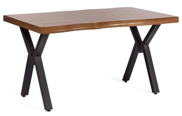 Кухонный обеденный стол EFFRON (mod. 1412) ЛДСП+меламин/металл, 140х80х75, walnut (орех)/чёрный в Челябинске - предосмотр