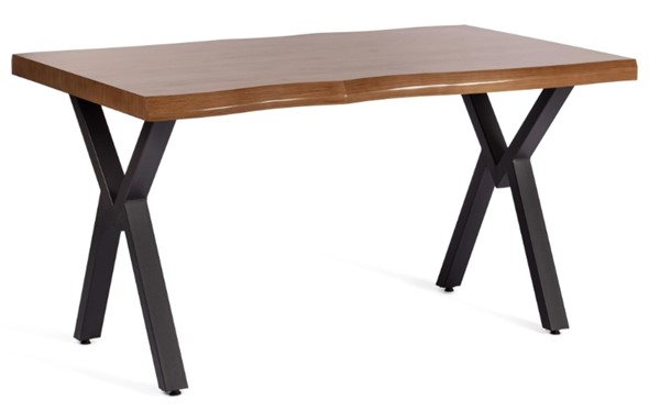 Кухонный обеденный стол EFFRON (mod. 1412) ЛДСП+меламин/металл, 140х80х75, walnut (орех)/чёрный в Челябинске - изображение