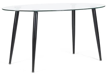 Стол кухонный KASSEL (mod. DT333) металл/закаленное стекло (10 мм), 150х90х75см, черный в Магнитогорске