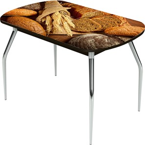 Кухонный стол раскладной Ривьера исп.1 ноги хром №5 Фотопечать (Хлеб №7) в Миассе