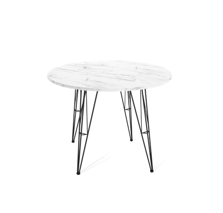 Стол кухонный SHT-TU10 / SHT-TT 90 ЛДСП (мрамор кристалл/черный) в Магнитогорске - изображение