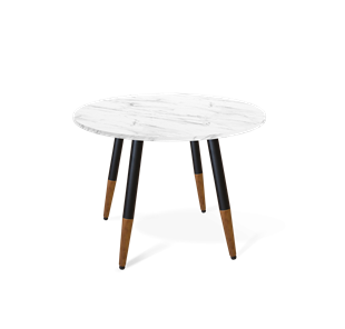Круглый стол на кухню SHT-TU12 / SHT-TT 90 ЛДСП (мрамор кристалл/черный/темный орех) в Магнитогорске