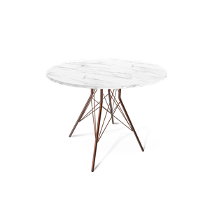 Кухонный обеденный стол SHT-TU2-1 / SHT-TT 90 ЛДСП (мрамор кристалл/медный металлик) в Миассе