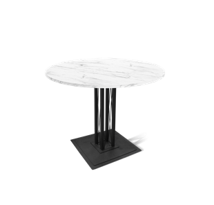 Круглый стол на кухню SHT-TU6-BS1 / SHT-TT 90 ЛДСП (мрамор кристалл/черный) в Магнитогорске