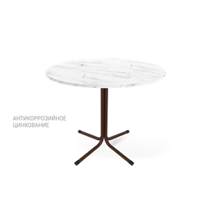 Круглый стол на кухню SHT-TU7-1 / SHT-TT 90 ЛДСП (мрамор кристалл/коричневый муар (цинк)/черный) в Магнитогорске