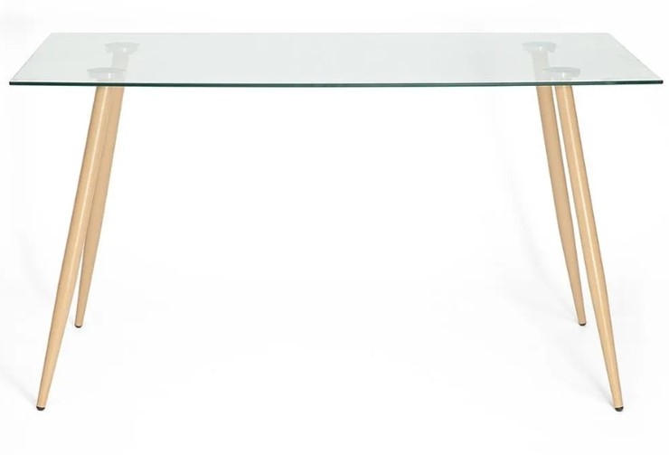 Стол SOPHIA (mod. 5003) металл/стекло (8мм), 140x80x75, бук/прозрачный арт.12098 в Миассе - изображение 1