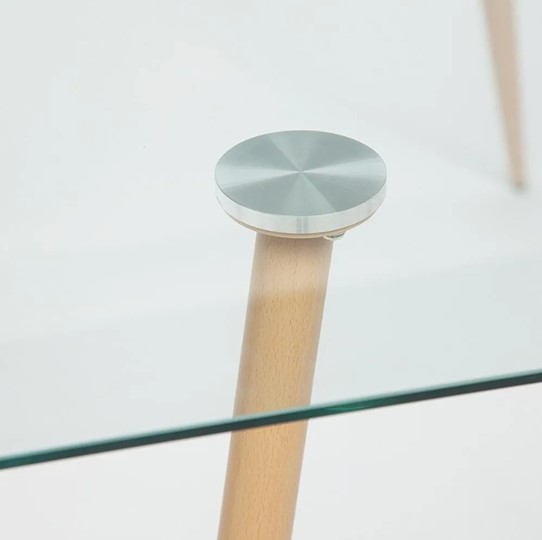 Стол SOPHIA (mod. 5003) металл/стекло (8мм), 140x80x75, бук/прозрачный арт.12098 в Челябинске - изображение 2