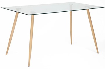 Стеклянный кухонный стол SOPHIA (mod. 5003) металл/стекло (8мм), 140x80x75, бук/прозрачный арт.12098 в Златоусте