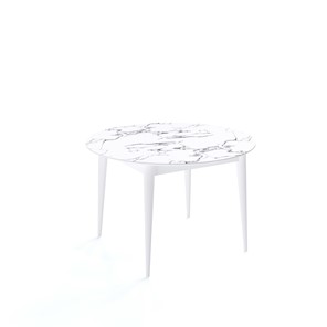 Круглый стол на кухню Kenner W1200 (Белый/Мрамор белый) в Миассе