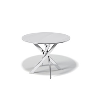 Обеденный круглый стол Kenner R1000 (Хром/Стекло белое глянец) в Магнитогорске