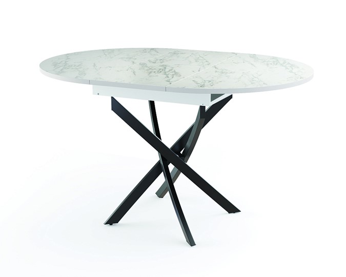 Обеденный стол 55.04 Адажио, мрамор белый/белый/металл черный в Челябинске - изображение 1