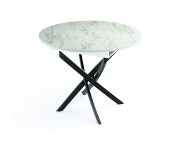 Обеденный стол 55.04 Адажио, мрамор белый/белый/металл черный в Миассе