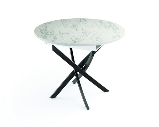 Обеденный стол 55.04 Адажио, мрамор белый/белый/металл черный в Челябинске - изображение