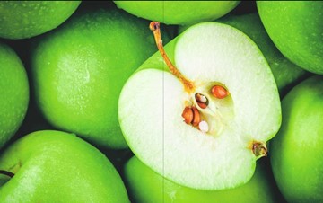 Раздвижной стол Айсберг-01 СТФ, белый/фотопечать зеленые яблоки/ноги хром квадратные в Челябинске - предосмотр 3