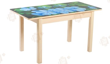 Кухонный стол раскладной Айсберг-01 СТФ, дуб/фотопечать фиалка/ноги массив в Миассе - предосмотр 2
