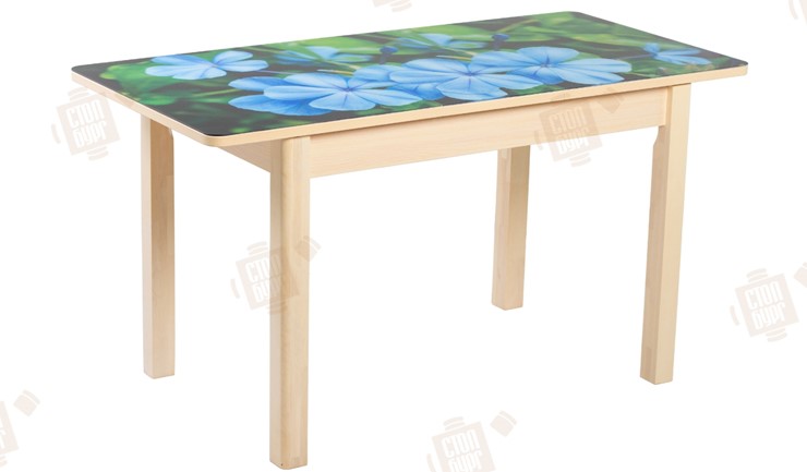 Кухонный стол раскладной Айсберг-01 СТФ, дуб/фотопечать фиалка/ноги массив в Миассе - изображение 2