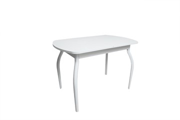 Кухонный стол раздвижной ПГ-01СТ белое/белое/крашенные фигурные в Златоусте