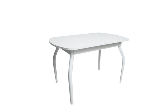 Кухонный стол раздвижной ПГ-01СТ белое/белое/крашенные фигурные в Златоусте - изображение